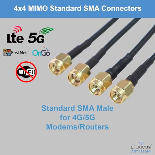 Image of Proxicast Vandal Resistant 4x4 MIMO Low Profile 4G /5G Omni-Directional Screw Mount Antenna - 10 ft Coax Leads - for Cisco, Cradlepoint, Digi, Pepwave, Sierra Wireless and Others (ANT-121-M44)