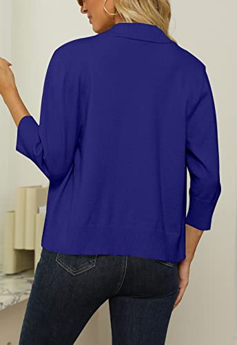 Image of Women's 3 /4 Sleeve Cropped Cardigan Sweater Open Front Short Shrugs Cardigans Lightweight Sweaters