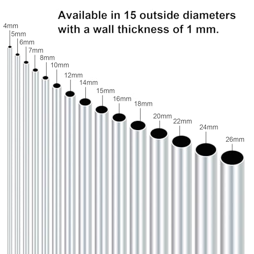 iMeistek 6063 Aluminium-Rundrohr, 250 mm Länge, 12 mm Außendurchmesser, 10 mm Innendurchmesser, nahtlos, gerade, runde Rohre für Industrie, Dekoration, Architektur (3 Stück)