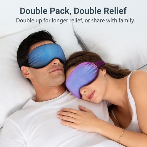 Image of Cold Eye Mask: Cooling Eye Mask for Puffy Eyes, Headache, Migraines Relief - Cold Compress for Dark Circles, Tired Eyes, After Surgery - Reusable Gel Ice Pack, Weighted Sleep Mask(Black,Purple)