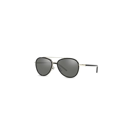 Tory Burch Óculos de sol aviador femininos, Preto, 57-17-140