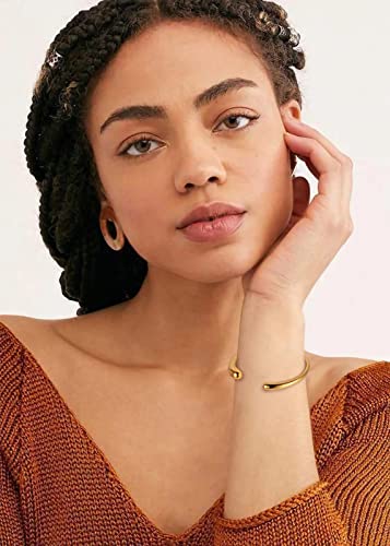 WOWORAMA Chunky Gold Cuff Bracelets for Women 18K Gold Plated Teardrop Open Cuff Bangle Bracelets Adjustable Gold Wrist Cuff Bracelet Simple Minimalist Open Bangles