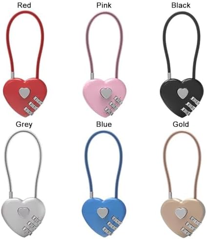 Valentine's Day Heart Style 3 Digit Password Schoolbag Padlock Password Code Padlock Love Password Lock Concentric Lock Combination Lock(Black)