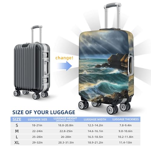 Travel Luggage Cover Seascape Painting Suitcase Protector Elastic Washable Stretch Suitcase Protector Anti-Scratch Travel Suitcase Cover Fit 18-32 Inch Luggage2