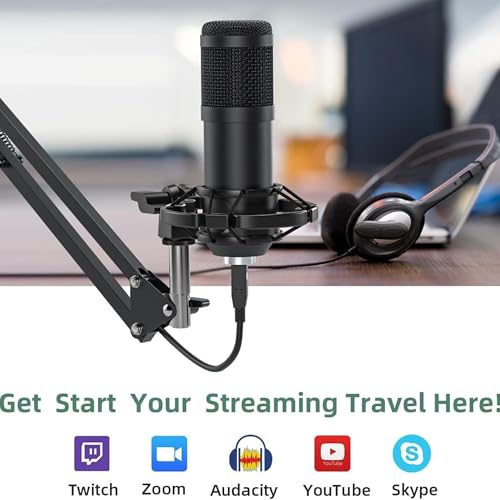 Image of ARVOX AX-M5 USB Condenser Microphone Kit, 192kHz /24bit, 20-20KHz, 16mm Diaphragm, with Boom Arm, Pop Filter, Shock Mount, Tripod, 2.5M Cable, for Podcasting, Gaming, Singing