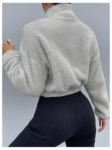 SOLY HUX Women's Faux Fur Zip Up Jackets Fuzzy Long Sleeve Cropped Jacket Outerwear2