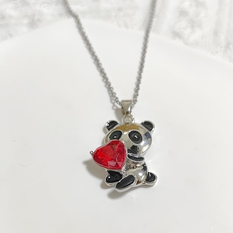 Miniatura 3 de RFTWXHPN Collar con colgante de panda de cristal para mujeres y niñas, collares de panda de cristal para hija, sobrina, amante del panda, regalos