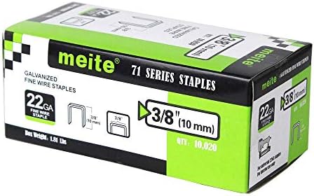meite 22GA 71 Series or C Crown 3/8-Inch Crown by Leg Length 3/8-Inch Galvanized Fine Wire Staples Upholstery Staples (10000pcs/Box)