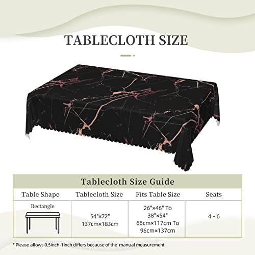 Nappe polyester rectangulaire lavable noir or rose pour table fête - 7