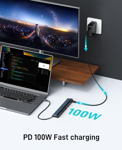 Image of NewQ USB C Docking Station with Dual HDMI 4K, 100W PD-in, 12-in-1 Laptop Dock for Windows, MacBook, Chromebook