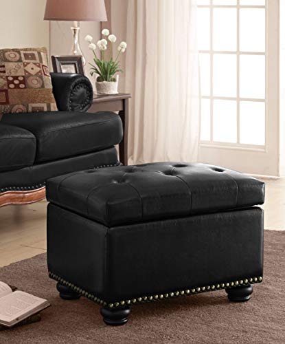 Convenience Concepts Designs4Comfort 5Th Avenue Storage Ottoman, Black Faux Leather #TOP3