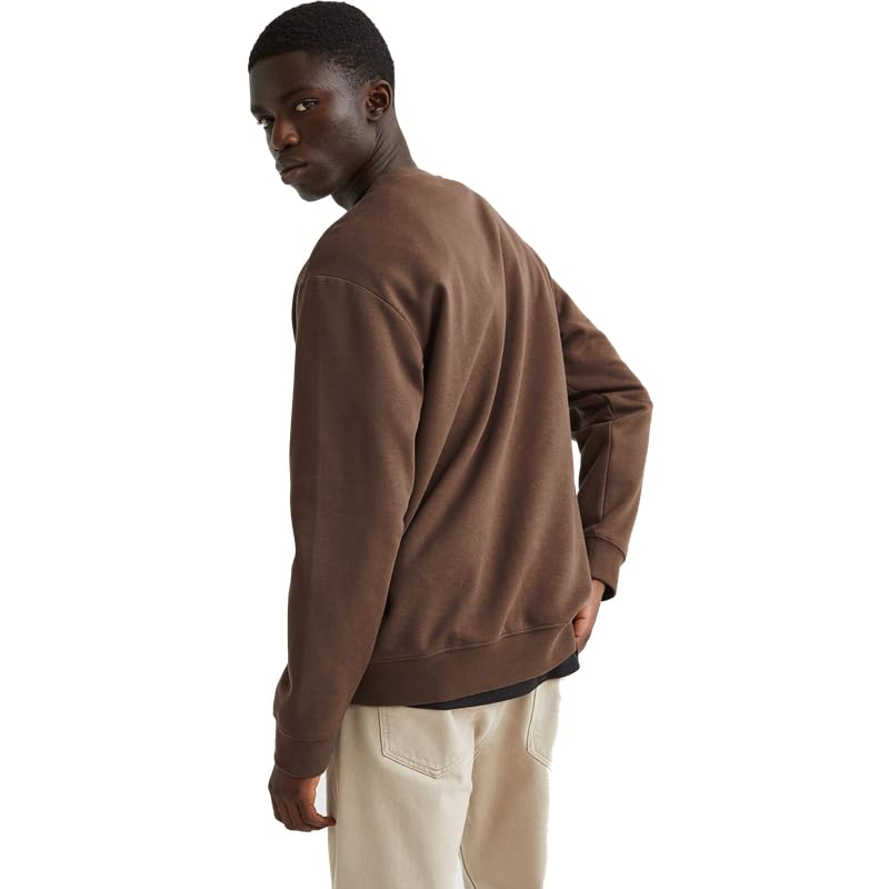 Image of DROBE Cotton Blend Round Neck Solid Sweatshirt for Men