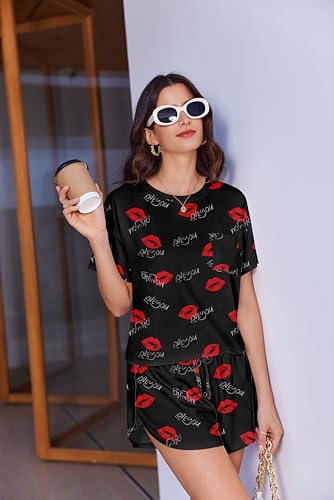 Image of Ekouaer Womens Pajama Sets Sexy Lounge Sets Side Split Short Pj Sets Cute Pjs 2 Piece Comfy Sleepwear Loungewear