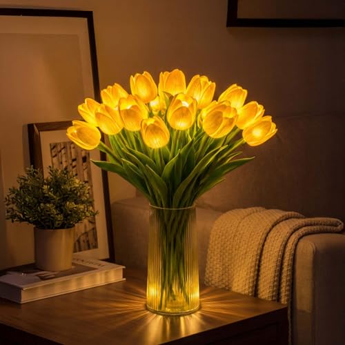 Vupene Twinkling Tree Tulips Radiant Romantic Tulip Light 10/15/20PCS LED Night Light Flower Shaped Ambient Lamp for Bedroom Decor (10PCS)