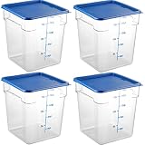 CURTA 4 Pack Food Storage Containers with Blue Lids - NSF Listed Commercial Grade in 18.0 Qt - Squar