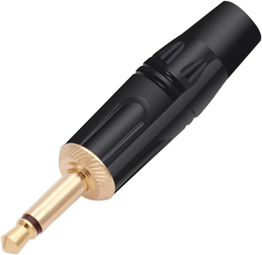 2Poles Jack 3.5MM Mono Male Plugs Wire Connectors Microphone Earphone Headphone Jacks(Black,1Pcs)
