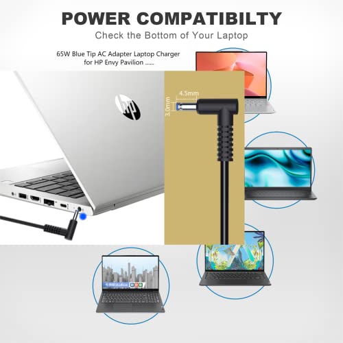 Tinkon 65W Laptop Charger For Hp Elitebook Probook, Hp Elitebook 840 850 845 830 820 G8 G7 G6 G5 G4 G3 / 745 735 725 755 G6 G5 G3 G4 / Probook 450 430 440 446 455 470 G8 G7 G6 G5 G4 Power Cord #TOP3