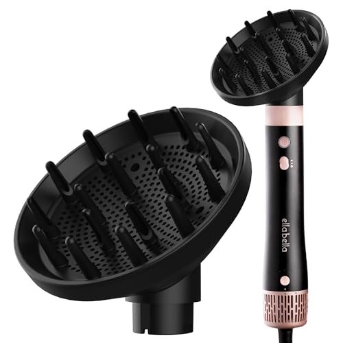 ELLA BELLA® Air Styler Diffuser Attachment – Professional Vented Hair Diffuser for Natural Curls, Waves & Volume – Secure Twist-to-Lock Fit – Anti-Frizz Technology for Fine & Curly Hair (Black)