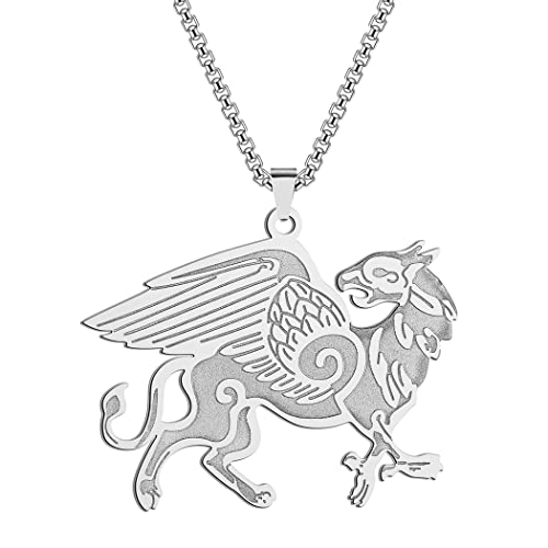 Chereda Anglo-Saxon Griffin Pendant Necklace For Men Women Mythological Pendant 316L Stainless Steel Talisman Jewelry