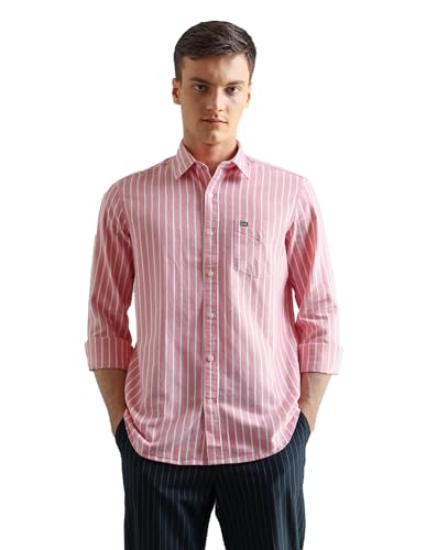 Image of Arrow Striped Slim Fit Mens Casual Shirts - 100% Cotton, Breathable & Comfortable, Full Sleeves Shirts for Men