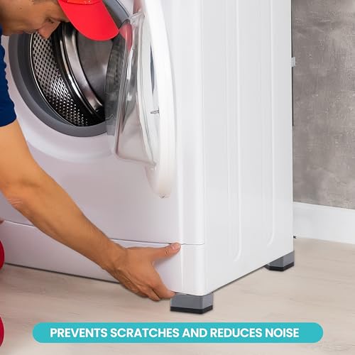 Belle Vous 4 Pak Anti-Vibratie Voetjes voor het Wasmachine - Non-Slip, Geluidsdempend & Schokabsorberende Matjes voor Wasmachine en Droger - Rubberen Stabilisatievoetjes Tegen Bewegen & Schudden - Afbeelding 5