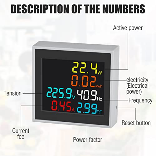 Foreverup 6 in 1 Contatore di Corrente Digitale AC...