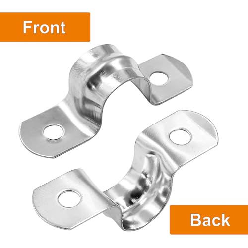 Image of Biaungdo M12 1 /2 inch Rigid Pipe Strap, Stainless Steel, Silver, 30 Pcs | Two Hole Strap, U Bracket Pipe Clamps, Heavy Duty Conduit Clamps, Tension Tube Clip Cable Clamp Hanger
