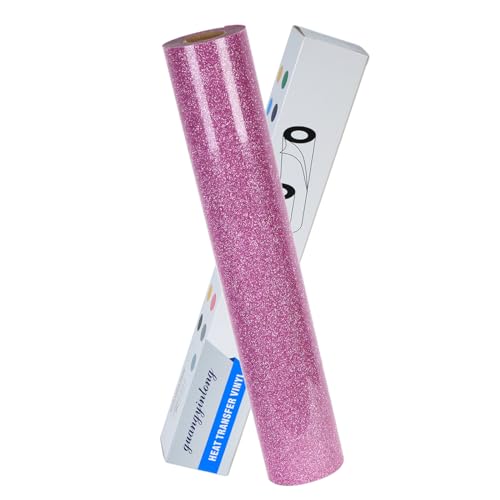 Image of guangyintong Heat Transfer Vinyl Glitter Purple HTV Rolls, 12 inch x 5ft Purple Iron on Vinyl for T Shirts, Glitter HTV Vinyl for All Cutter Machine Easy to Cut & Weed for Heat Vinyl DIY Design