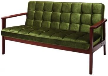 Amazon 木肘レトロソファ Morney モーニー 2p モケットグリーン ソファ カウチ オンライン通販