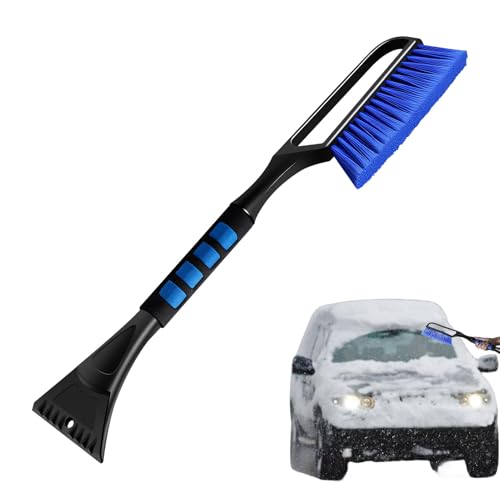 Cepillo de nieve con raspador de hielo para automóviles, rascador de nieve y cepillo sin arañazos con agarre ergonómico de espuma, herramienta de limpieza de ventanas automotrices para clima frío de