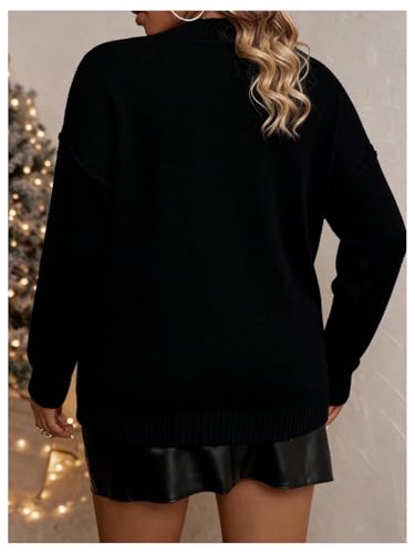Image of GORGLITTER Women's Plus Size American Flag Sweater Fall Chunky Oversized Long Sleeve Crew Neck Knit Tops