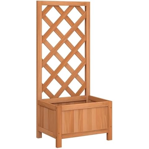 vidaXL Solid Fir Wood Planter with Trellis Cover