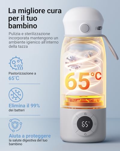 Bear Scaldabiberon Portatile, Scaldabiberon Elettrico A Riscaldamento Rapido Senza Bpa, Grande Capacità Di 500 Ml Per Latte Materno E Acqua, Per Auto, Campeggio E Viaggi - 7