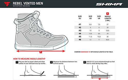 Shima Rebel Vented, Motorcycle Shoes For Men - Breathable, Reinforced Street Riding Shoes With Side Zipper, Ankle Support, Anti-Slip Sole, Gear Shift Handle (Black, 8,5) #TOP5
