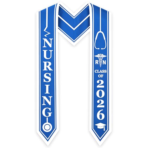 KEWUFD Class of 2026 Nursing Graduation Stole Graduation Decorations Blue & White