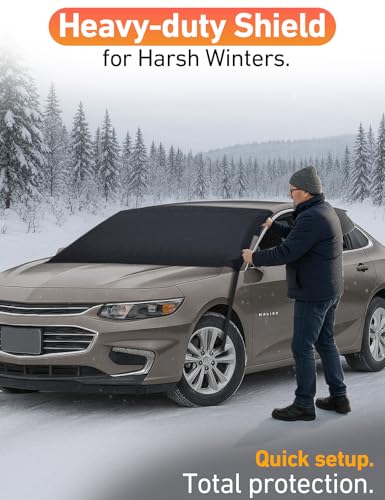 Image of EcoNour Car Snow Cover Compatible for Chevrolet Malibu | Windshield Cover for Ice and Snow with S-Hook Straps | Heavy-Duty 600D Oxford Winter Car Cover, Waterproof & Anti-Slip