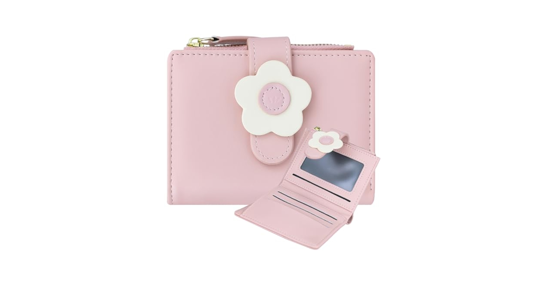 ★lemasque★ Dot Compact Business Card Holder Baby Pink L089 Farcauo Cute Pink Small Wallet for Women Minimalist 3D