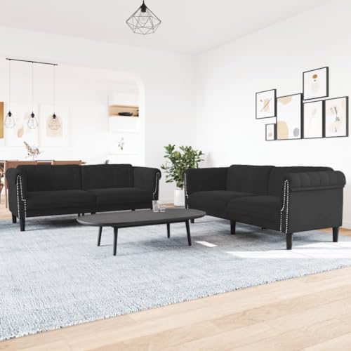 Juroupi Juego de sofás 2 Piezas sofás de salón Muebles para Salon Terciopelo Negro - 3209224