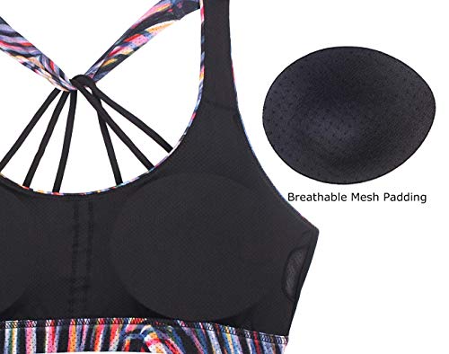Image of icyzone Women's Padded Strappy Workout Running Sports Bras Medium Impact