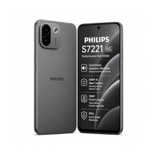 Image of Philips S7221 5G Smartphone (Gray) | 6.67 inch HD+ Display | 64MP Camera | 5700mAh Battery |6GB RAM + 128GB Storage | Dual SIM