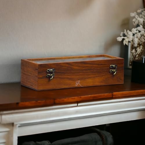 Image of Watch Box For Men, Wooden watch boxes, Watch case for men, Indian Rosewood Timekeeper box with hinged lid, Timepiece storage Box, Organiser Display Case, Gift for him(dark wenge)