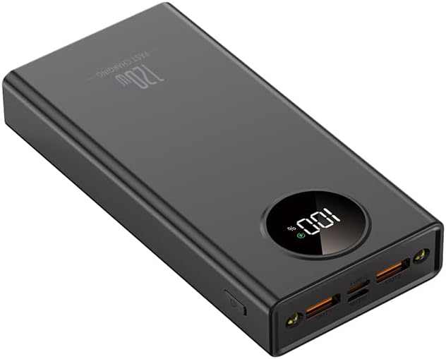 Portable Charger PowerBank, PD 20W Fast Charging, 20000mAh Power Bank with LCD display, 3 Outputs USB C Power Bank Fast Charging , For iPhone17/ 16/15/14/13 Pro Samsung Google iPad Tablet (Black)