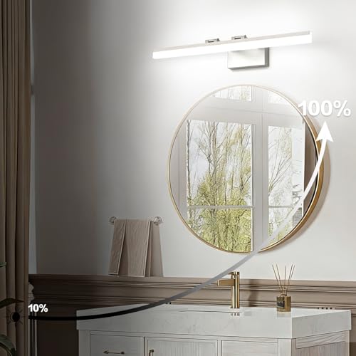 Image of SOLFART 31.5 Inch Dimmable Bathroom Vanity Lights Over Mirror 5 Color Temperature Vanity Lighting Fixtures for Bath Brushed Nickel Bathroom Light fixtures Bar 5CCT