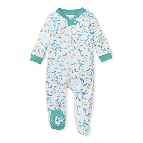 Image of Burt's Bees Baby unisex-baby Sleep & Play, Organic One-piece Romper-jumpsuit Pj, Zip Front Footed Pajama