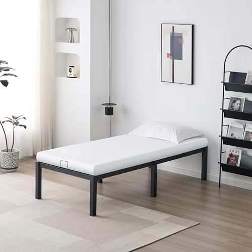 Garvishk Garvis werkzeuglos OHNE Schrauben! Metallbett 90x200 Schwarz – 36 cm Extra Hoher Einzelbettrahmen mit Stauraum – klick-Montage