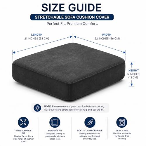 Image of Namdev Art's Velvet Sofa Cushion 21x22x5 Inch | High Density 32 Foam Seat Cushion | Soft & Comfortable Sofa Gaddi with Zip Cover | Multipurpose Cushion for Sofa Chair (Grey)