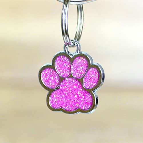 WIENS3D Hundemarke mit Gravur Pfote Pink leicht für Welpen, Hundewelpen | Hundegeburtstag Geschenk Tiermarke