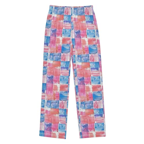 Pajama Bottoms, Colorful Plaid Sleeping Pant Lounge Wear Elastic Waist Long Pants Sleepwear Pjs