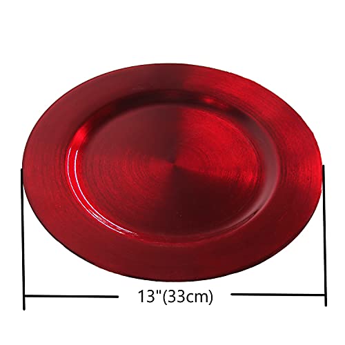 Metallic Red Charger Plates Rings - 12 Pcs 13 Inch Plasic Round Wedding Party Decroation Charger Plates (Metallic Red, 12) #TOP1