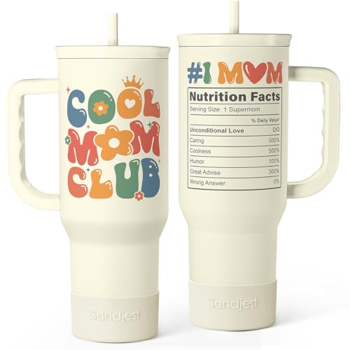 Mom Tumbler with Handle 40oz, Cool Mom Club Cup...